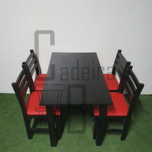 Conjunto Fixo 120x70, Mesa Diamante 4 pés Com Cadeira Texas Estofada