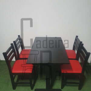 Conjunto Fixo 1.20x70, Mesa Diamante Pé Central H Com Cadeira Texas Estofada.